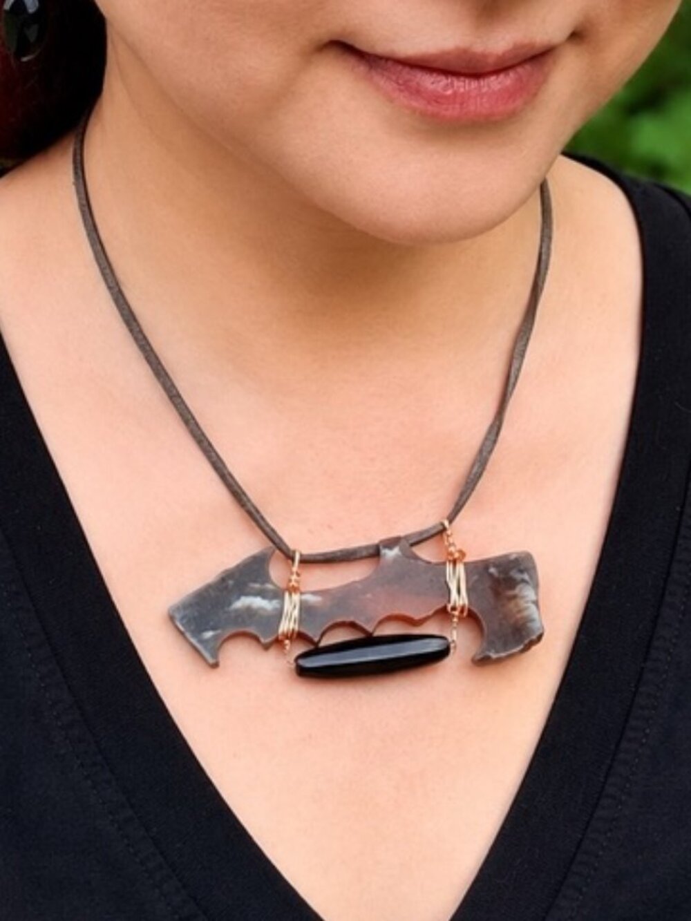 One of a Kind Jade Wearable Art Necklace Unisex